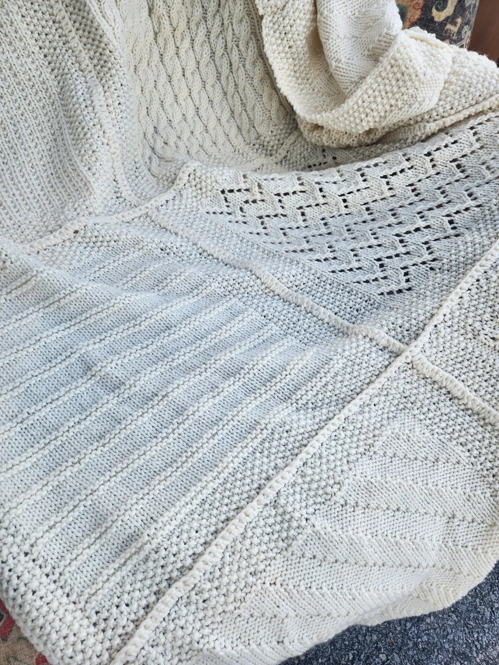 Cream Cable-Knit Handmade Crochet Afhgan